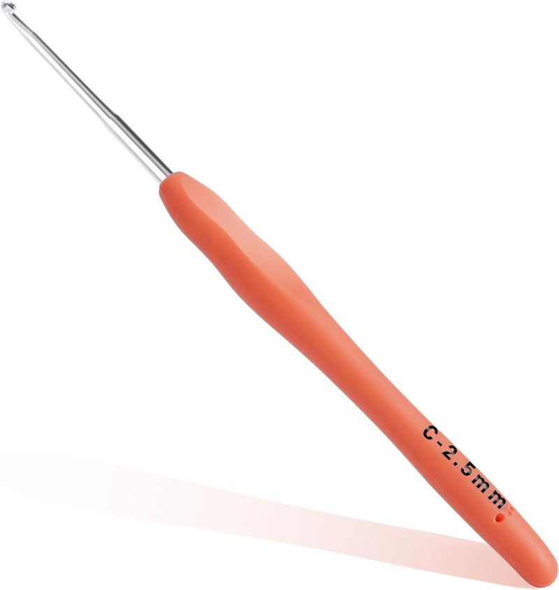 Gerute 2.5mm Crochet Hook, Ergonomic Crochet Hooks with Soft Rubber Handle and Smooth Glide Head - Lightweight Aluminum Needles for Beginners, Arthritis, Yarn Projects, Long Crafting Sessions (2.5 mm) - Image 1